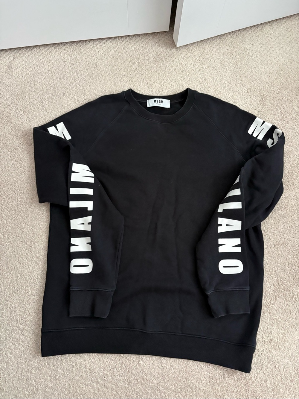 MSGM Milano Black Crewneck Pullover Sweatshirt